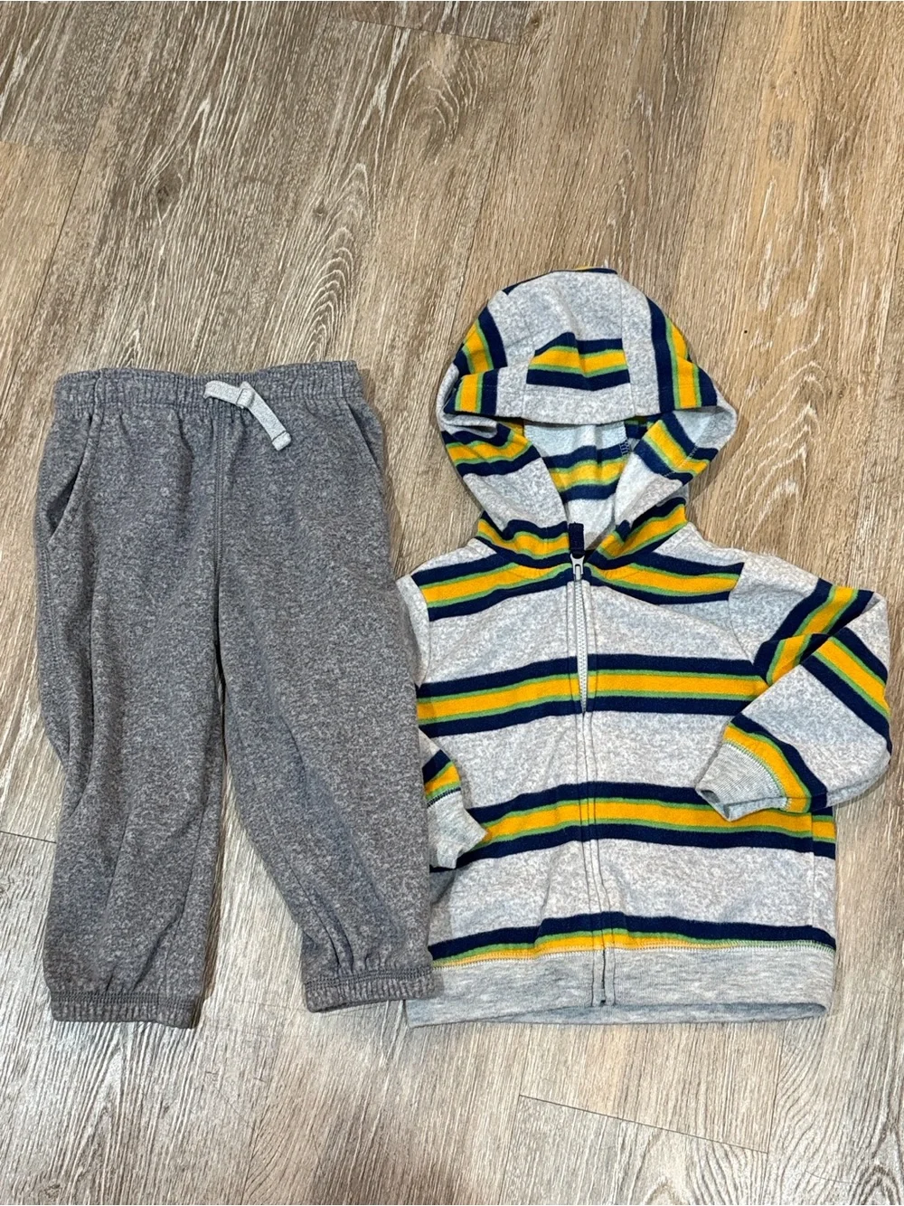 Carters Baby Boy Full Zip Hooded Striped Jacket Track Jogger Pants Set 18M